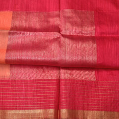 Divya-Pure Benaras Kora Saree in Peach with Pink Contrast Pallu