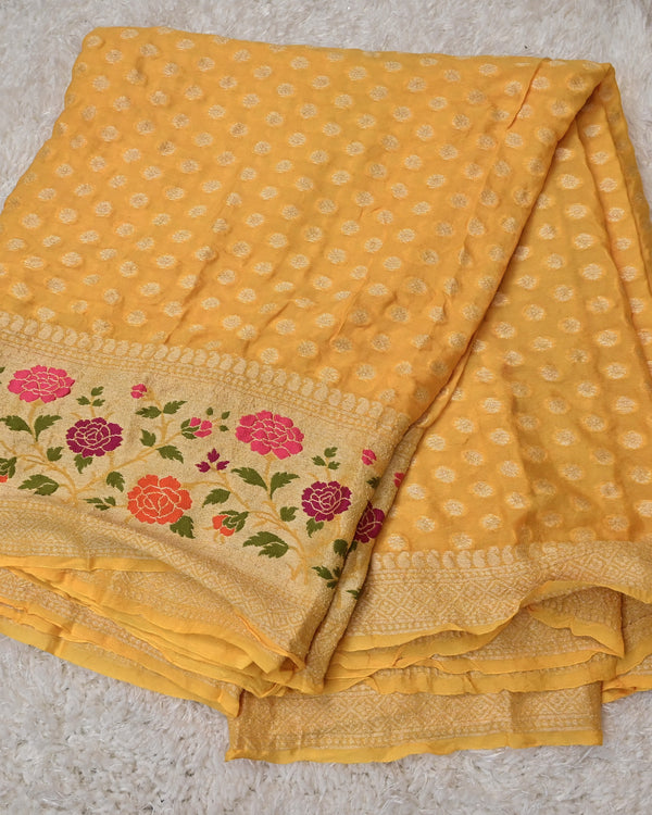 Raimya-Pure Georgette Saree with Meenakari Border