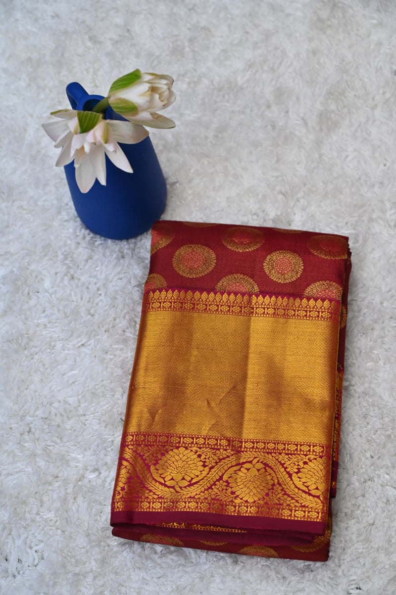 Royal Maroon and Blue Dhrmavaram Silk Saree