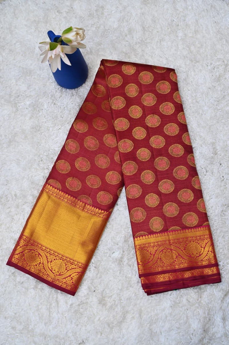 Royal Maroon and Blue Dhrmavaram Silk Saree