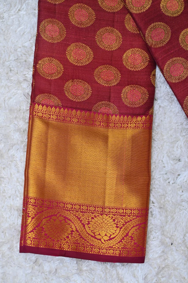 Royal Maroon and Blue Dhrmavaram Silk Saree