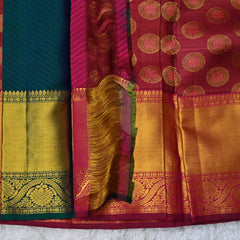 Royal Maroon and Blue Dhrmavaram Silk Saree