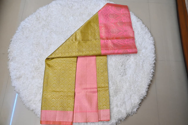 Pastel Pink & Gold Dharmavaram Silk Saree