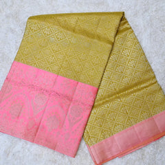 Pastel Pink & Gold Dharmavaram Silk Saree