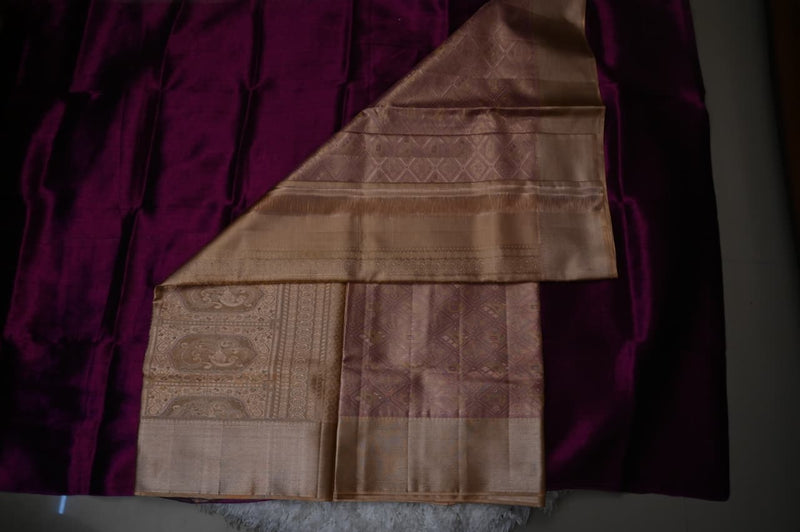 Plum & Gold Tissue Kanjivaram Saree