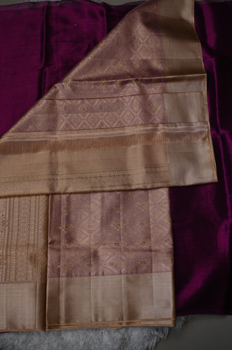 Plum & Gold Tissue Kanjivaram Saree