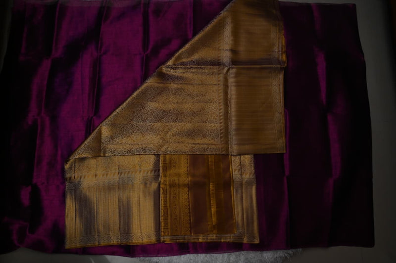 Plum & Gold Tissue Kanjivaram Saree