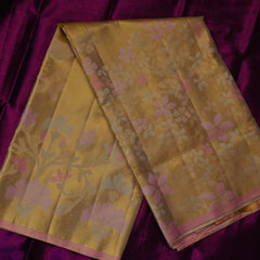 Off-White, Pink & Gold Contemporary Tissue Kanjivaram Saree