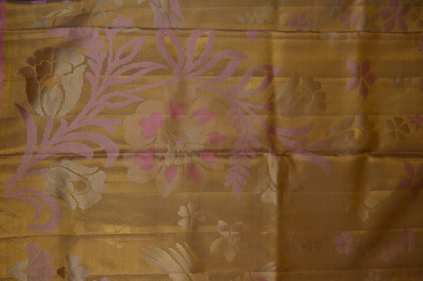 Off-White, Pink & Gold Contemporary Tissue Kanjivaram Saree