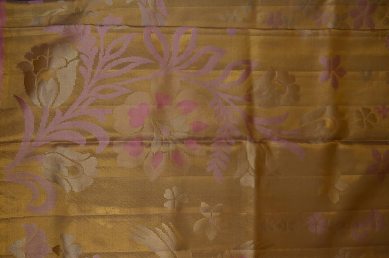 Off-White, Pink & Gold Contemporary Tissue Kanjivaram Saree