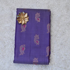 Lavender Venkatagiri Silk Saree with Peacock Border