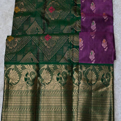 Vintage Venkatagiri Silk Saree – Plum & Emerald Green