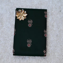 Bottle Green Pure Venkatagiri Silk Saree with Maroon Contrast