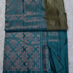 Borderless Venkatagiri Silk Saree – Teal Elegance