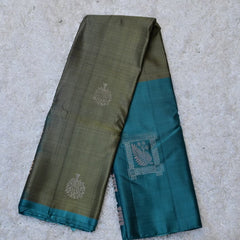 Borderless Venkatagiri Silk Saree – Teal Elegance