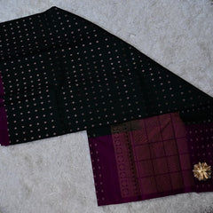 Borderless Venkatagiri Silk Saree – Deep Green with Regal Purple Pallu