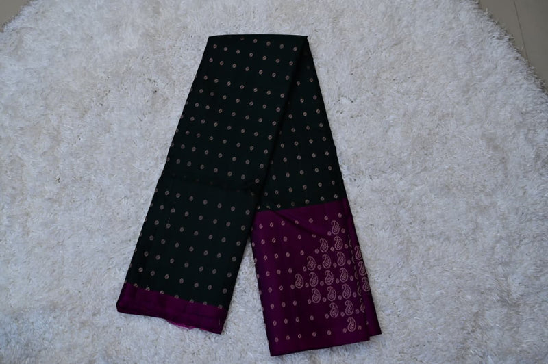 Borderless Venkatagiri Silk Saree – Deep Green with Regal Purple Pallu