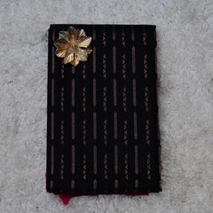 Borderless Venkatagiri Silk Saree – Black with Plum Pallu