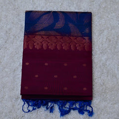Vintage Venkatagiri Silk Saree – Wine & Royal Blue