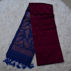 Vintage Venkatagiri Silk Saree – Wine & Royal Blue