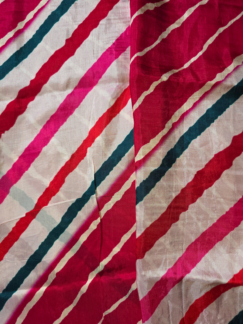 Pure Dola Silk Patli Style Saree with Applique , Aari and Mirror work
