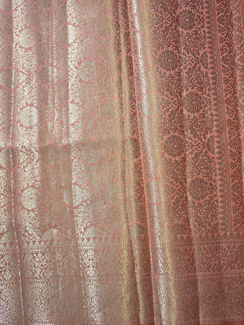 Tussar Saree with Vertical Zari Weaving and Rich Pallu