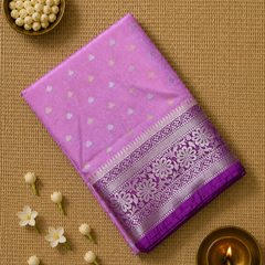 Banarasi Chinon Gorgette Saree with Contrast Blouse