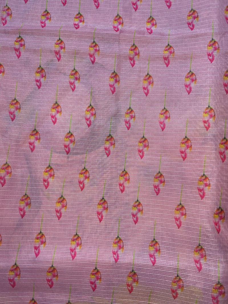 Kota Silk Saree with Digital Print and Embroidery
