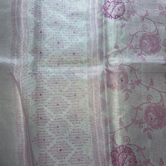 Silver Tissue Saree with Thread and Mirror work