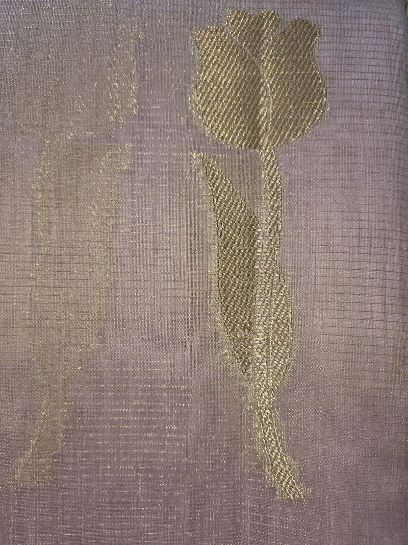 Linen Zari Saree with Tulips