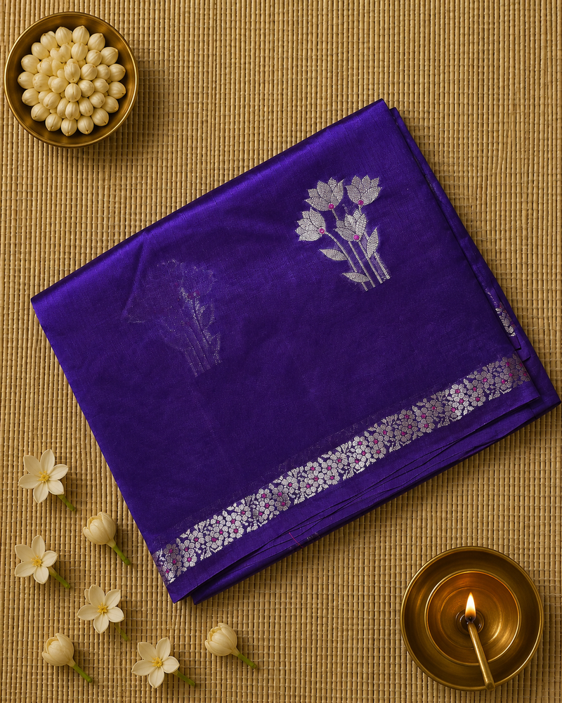 Pure Raw Green Mango Saree with Rich Pallu
