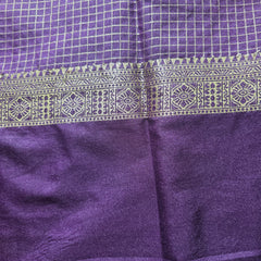Premium Semi Mysore Crepe in Vintage Checks with Gap Border