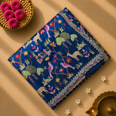 Pure Raw Silk Saree with all over Embroidery