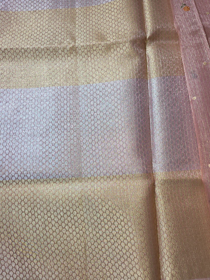 Kota Tissue Saree with Sona Rupa Zari and Scallop Border