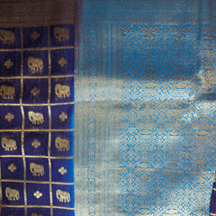 Premium Semi Mysore Crepe with Elephant motifs ,Rich Pallu and Ganga Jamuna Border