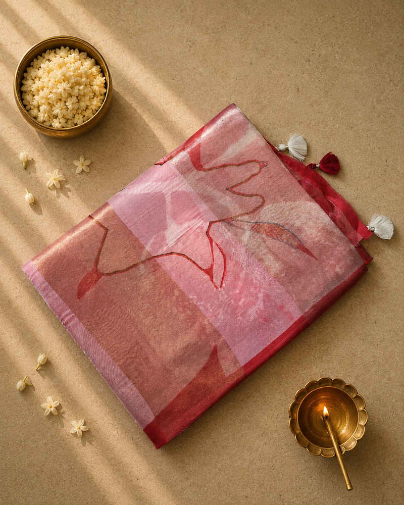 Pure Organza and Tissue Digital Printed Saree with Satin Blouse