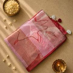 Pure Organza and Tissue Digital Printed Saree with Satin Blouse