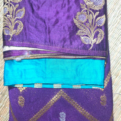 Crepe Saree with Contrast Blouse , Rich Pallu and Satin Border