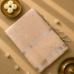 Linen Tissue Saree with Mirror work