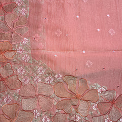 Crush Tissue Saree with Thread and Mirror Work