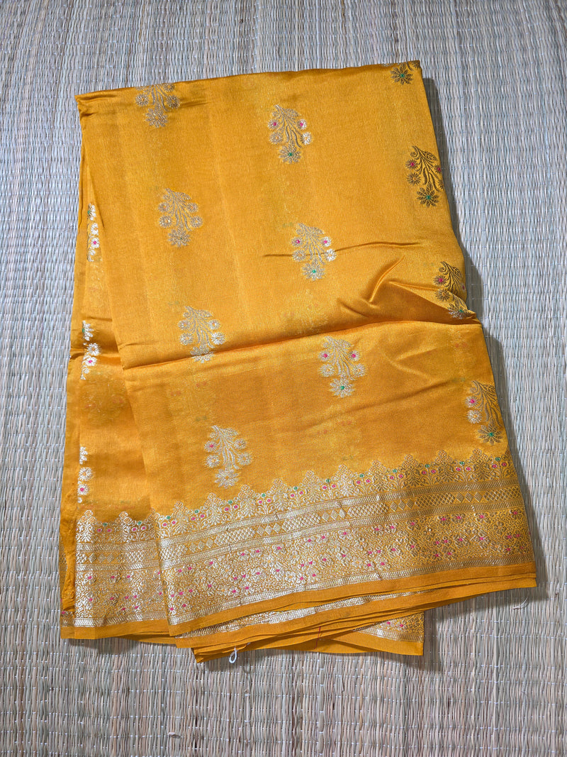 Pure Kora Silk Saree in Prisitine Yellow