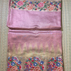 Pure Kora Tissue Saree with Petit Point Embroidery