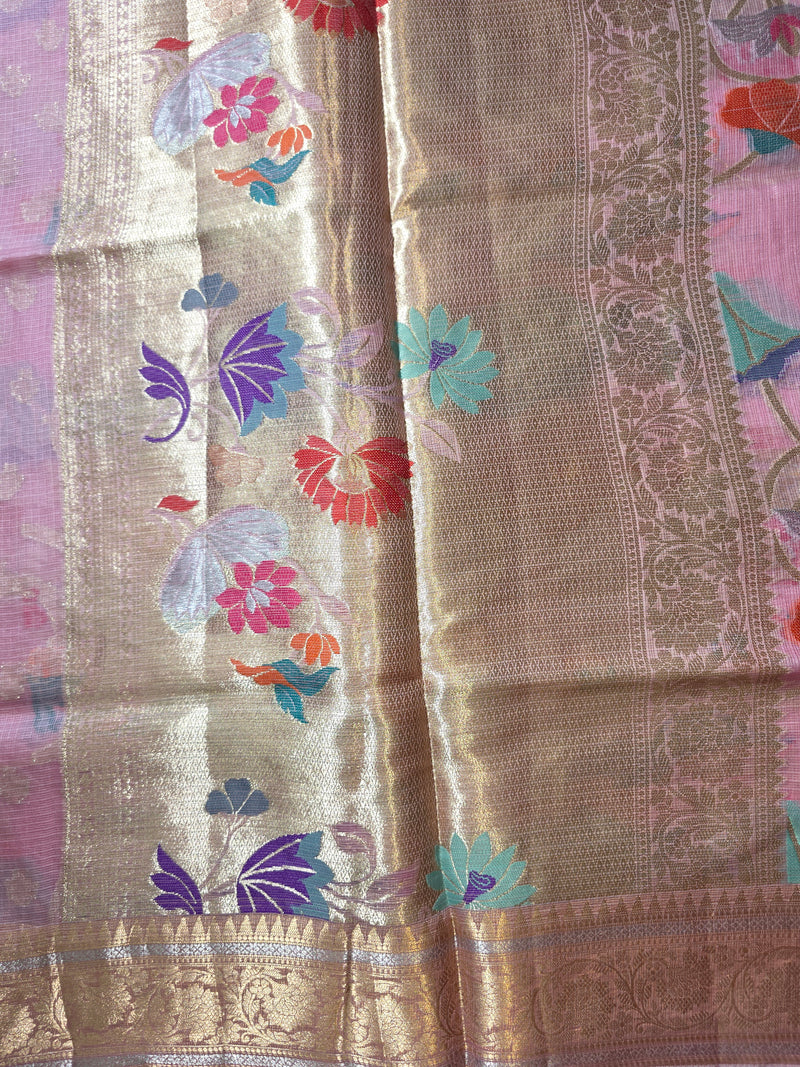 Pure Kota Doria Saree with Jaal Weaving