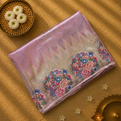 Pure Kora Tissue Saree with Petit Point Embroidery