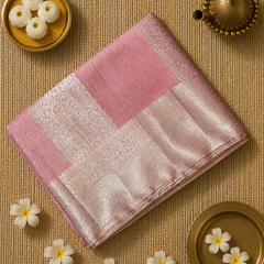 Tussar Saree with Vertical Zari Weaving and Rich Pallu