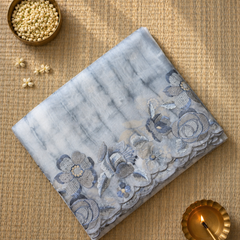 Pure Organza Saree with Shibori Dye and Thread Work