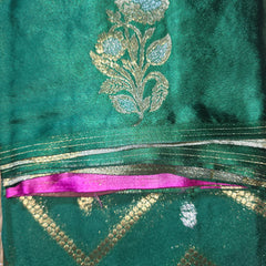Crepe Saree with Contrast Blouse , Rich Pallu and Satin Border