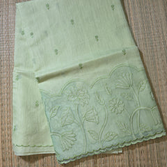 Pure Linen Saree with Beautiful Applique Work