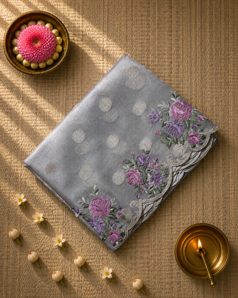 Banarasi Tissue Saree with Scallop Border