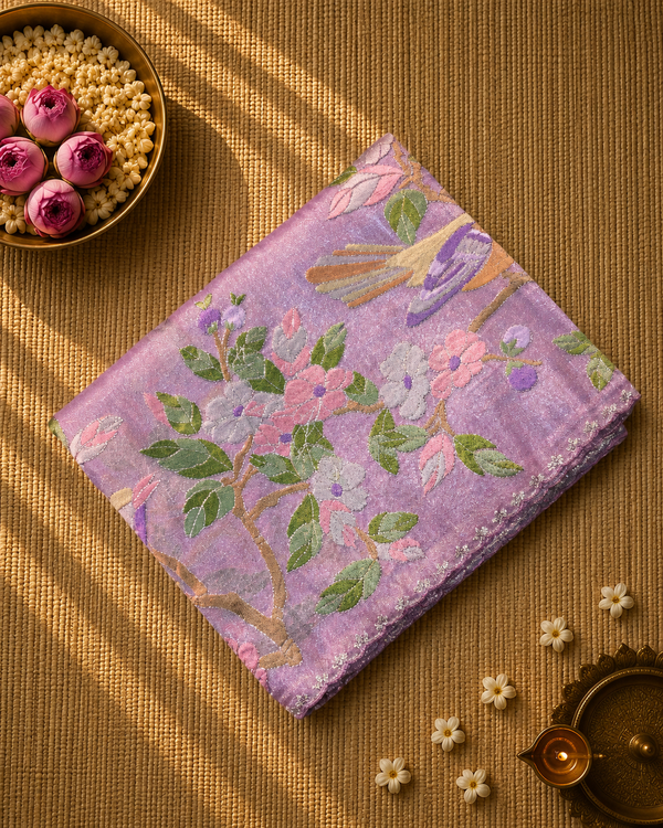 Pure TIssue Saree with Embroidery